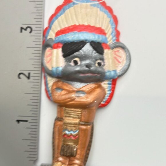 Vintage Mouse Indian Chief Christmas Tree Ornament Hand Painted Ceramic - Picture 3 of 6